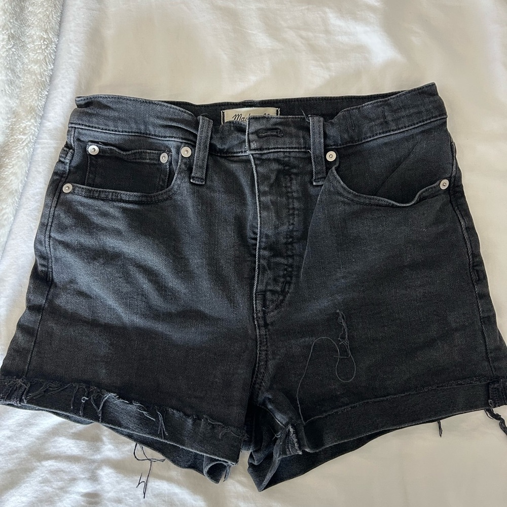 Madewell Black Jean Shorts High-Waisted Distressed